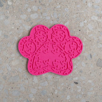 Dexypaws Paw Print Enrichment Licking Mat, Pink for Cat or Dog