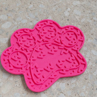 Dexypaws Paw Print Enrichment Licking Mat, Pink for Cat or Dog