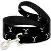 Buckle Down Yellow Stone "Y Logo" Leash 6ft - Paramount Licensed