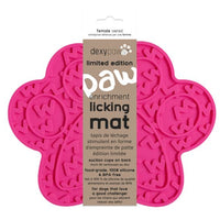 Dexypaws Paw Print Enrichment Licking Mat, Pink for Cat or Dog