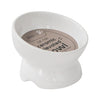 Dexypaws Raised Ceramic Cat Bowl, White Cat 7 oz