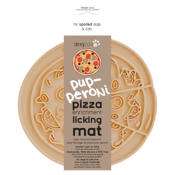 Peroni Mat Dexypaws Pup-Peroni Pizza Enrichment Licking Mat, Yellow for Cat or Do ...