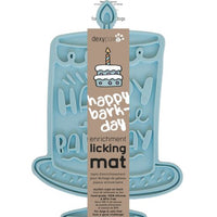 Dexypaws Happy Bark-day Enrichment Licking Mat, Blue Cat Dog