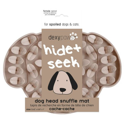 Dexypaws Dog Head Hide and Seek Silicone Snuffle Mat, Beige for Cat or Dog