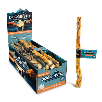 DOGGINSTIX Braided Lamb Collagen Twist Natural Dog Chews & Treats 12