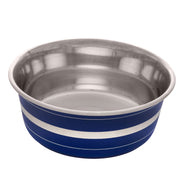 Dogit Stainless Steel Deluxe Non-Skid Bowl, Blue Stripe, 1150 ml