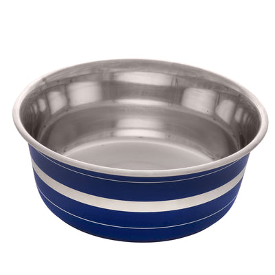 Dogit Stainless Steel Deluxe Non-Skid Bowl, Blue Stripe, 1150 ml