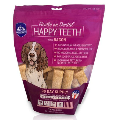 Himalayan Dog Chew Happy Teeth 30 Day Supply Dental Bacon Dog Chews 12oz SALE