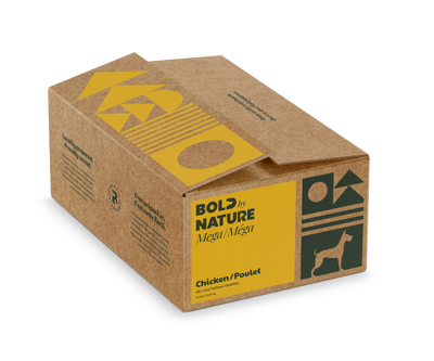 BOLD by NATURE Mega Chicken Frozen Dog Food 24 lb (48 x 8 oz Patties)