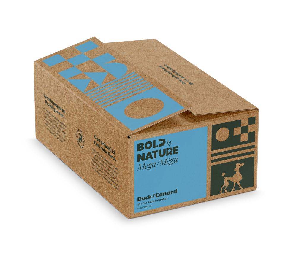 BOLD by NATURE Mega Duck Frozen Dog Food 24 lb Box (48 x 8 oz Patties)