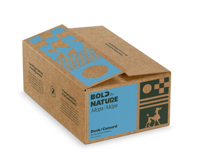 BOLD by NATURE Mega Duck Frozen Dog Food 24 lb Box (48 x 8 oz Patties)