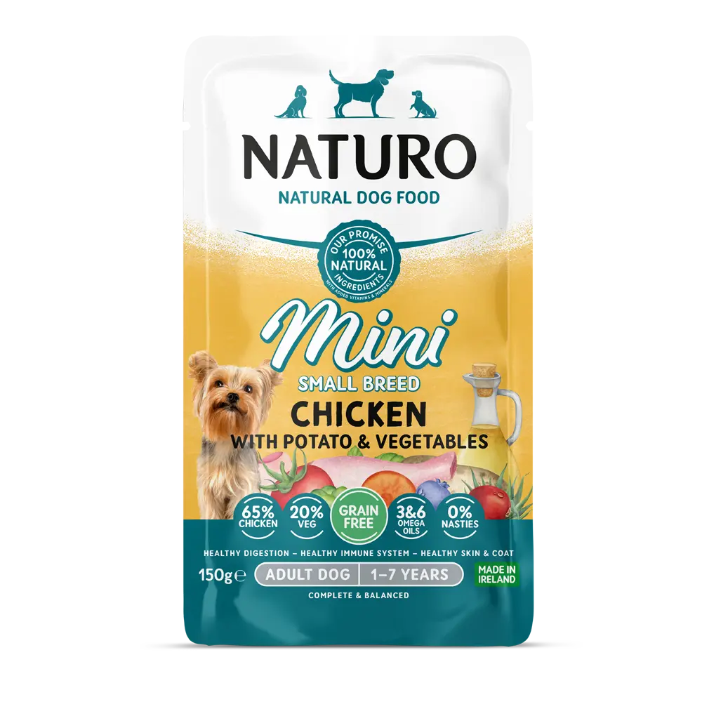 Naturo Adult Mini Grain Free Chicken with Potato and Vegetables – 150g Pouch