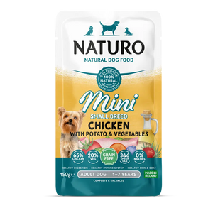 Naturo Adult Mini Grain Free Chicken with Potato and Vegetables – 150g Pouch