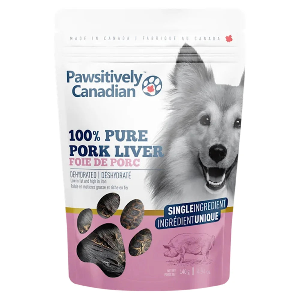 Pawsitively Canadian – Dehydrated Pork Liver Dog Treats – 140g (single ingredient)
