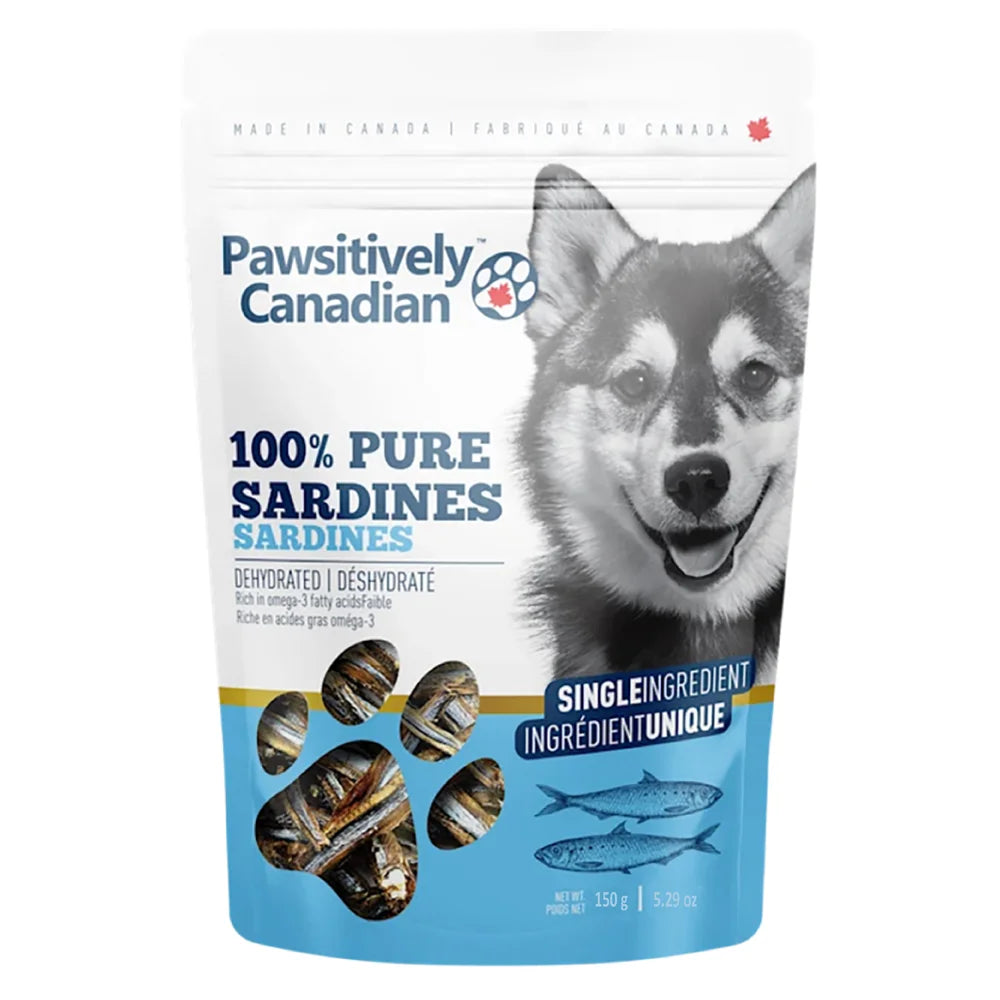 Pawsitively Canadian – Dehydrated Sardines Dog Treats – 150g (single ingredient)