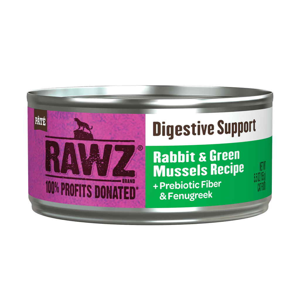 RAWZ® Digestive Support Rabbit & Green Mussels Wet Cat Food 5.5oz (NEW)