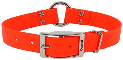 Coastal Water And Woods Waterproof Hound Dog Collar With Center Ring Orange Dog