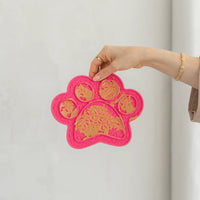 Dexypaws Paw Print Enrichment Licking Mat, Pink for Cat or Dog