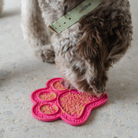 Dexypaws Paw Print Enrichment Licking Mat, Pink for Cat or Dog