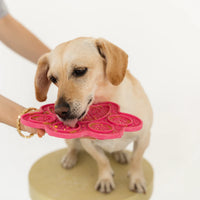 Dexypaws Paw Print Enrichment Licking Mat, Pink for Cat or Dog