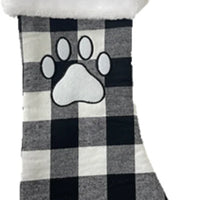 Spot® Holiday White & Grey Plaid Pawprint Pet Stocking