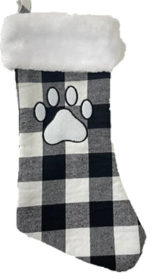 Spot® Holiday White & Grey Plaid Pawprint Pet Stocking