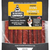 THE BUTCHER'S COMPANION Sausage Sticks Pork & Liver Recipe Real Meat Dog Treats 250g