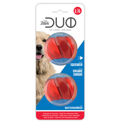 Zeus Duo Ball Dog Toy with Squeaker - Large - 2 pack - 6.3 cm (2.5 in)