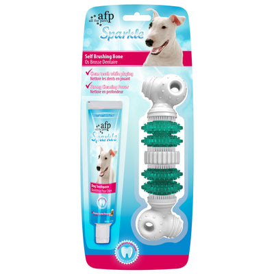 All for Paws Sparkle Self Brushing Bone with Peanut Butter Toothpaste SALE