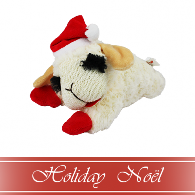 Multipet™ Holiday Lamb Chop® Laying Down with Santa Hat 10.5