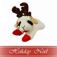 Multipet™ Holiday Lamb Chop® Laying Down with Antlers 10.5" Dog Toy