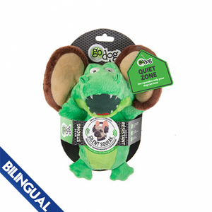 goDog® Silent Squeak™ Flips Gator Monkey Large Dog Toy (NEW)