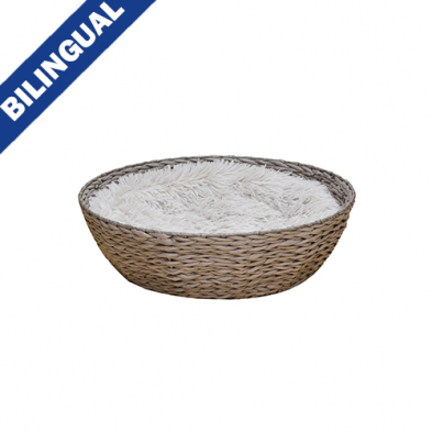 PetPals Group© Natural, Handwoven Bowl Grey Pet Basket