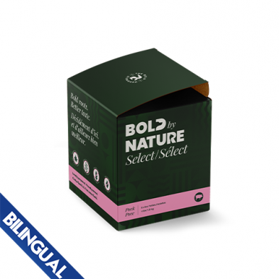 Bold by Nature Select Pork Frozen Dog Food 4 lb Box (8 x 8 oz Patties)
