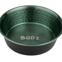 Bud'z Stainless Steel Bowl in Hammered Interior Green