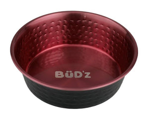 Bud'z Stainless Steel Bowl in Hammered Pink