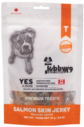 TubbyK9 Tasty Dog Treats Salmon Skin Jerky (NEW)