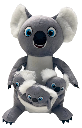 Happy Tails Hide & Seek 4 Piece Plush Dog Toy Koala with 3 Babies (NEW)