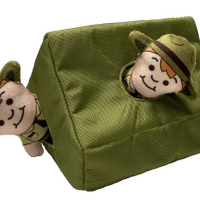 Happy Tails Hide & Seek 4 Piece Plush Dog Toy Tent with 3 Scouts` (NEW)