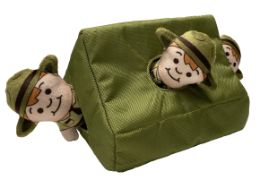 Happy Tails Hide & Seek 4 Piece Plush Dog Toy Tent with 3 Scouts` (NEW)