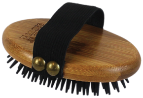 Bamboo Groom Curry Brush With Rubber Bristles