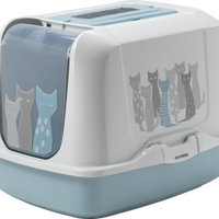 Moderna Trendy Cat Hooded Litter Pan Maasai (Duck Egg Blue - Cat Pattern)