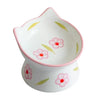 Dexypaws Raised Ceramic Cat Bowl, Pink Flower Print Cat 7 oz