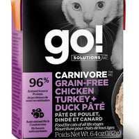 Go! Carnivore Grain Free Chicken Turkey And Duck Pate Cat 6.4oz