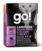 Go! Carnivore Grain Free Chicken Turkey And Duck Pate Cat 6.4oz
