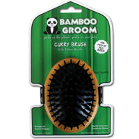 Bamboo Groom Curry Brush With Rubber Bristles