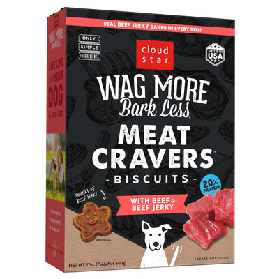 Wag More, Bark Less® Meat Cravers™ Crunchy Biscuits Beef & Beef Jerky 12 oz SALE