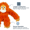 Tall Tails – Plush Orangutan with Squeaker & Rope Interior Body Toy – 14″