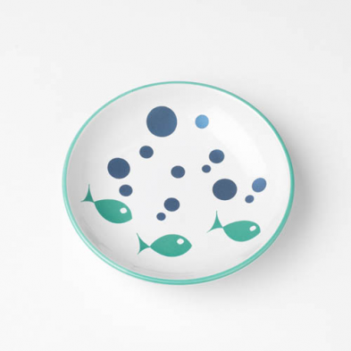 PetRageous® Bubble Fish Saucer White & Turquoise 5