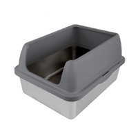 ALL FOR PAWS Go Fresh Enclosed Stainless Steel Litter Box - Grey
